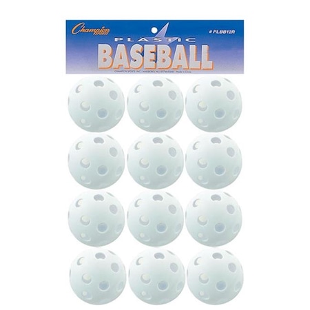 Champion Sports Champion Sports PLBB12R 9 in. Plastic Baseball; White - Set of 12 PLBB12R
